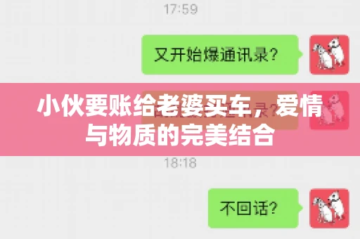 小伙要账给老婆买车，爱情与物质的完美结合