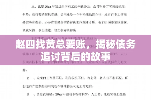 赵四找黄总要账，揭秘债务追讨背后的故事