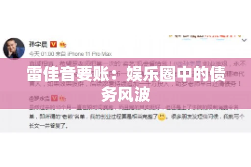 雷佳音要账：娱乐圈中的债务风波