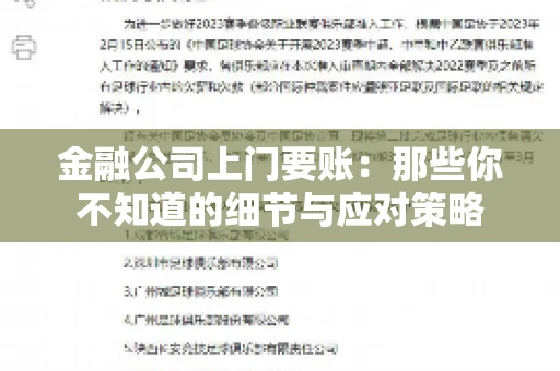 金融公司上门要账：那些你不知道的细节与应对策略