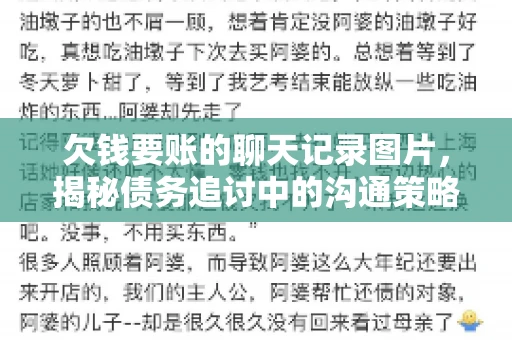 欠钱要账的聊天记录图片，揭秘债务追讨中的沟通策略