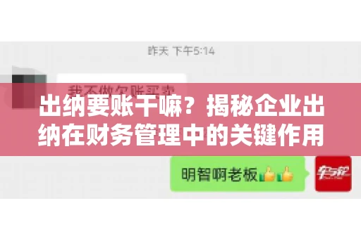 出纳要账干嘛?揭秘企业出纳在财务管理中的关键作用 出纳要账干嘛?揭秘企业出纳在财务管理中的关键作用